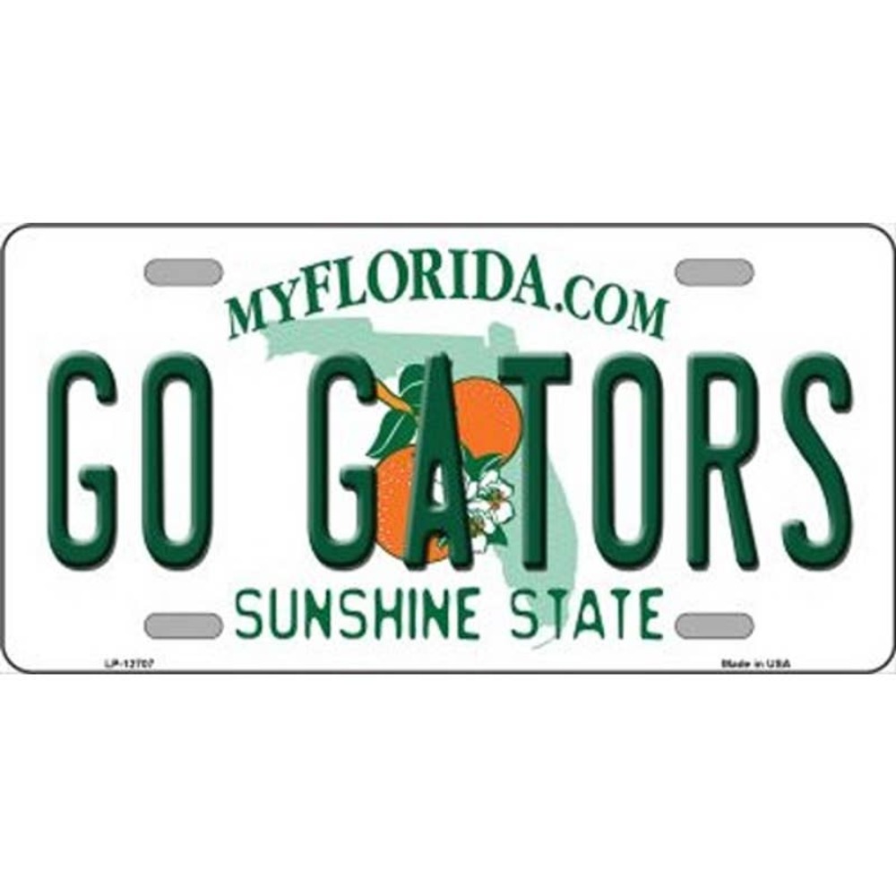 NCAA  Go Gators License Plate Florida Background Metal Tag Sign The Swamp New UF
